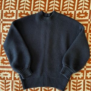 Alex Mill Button-Back Crewneck Sweater navy xs